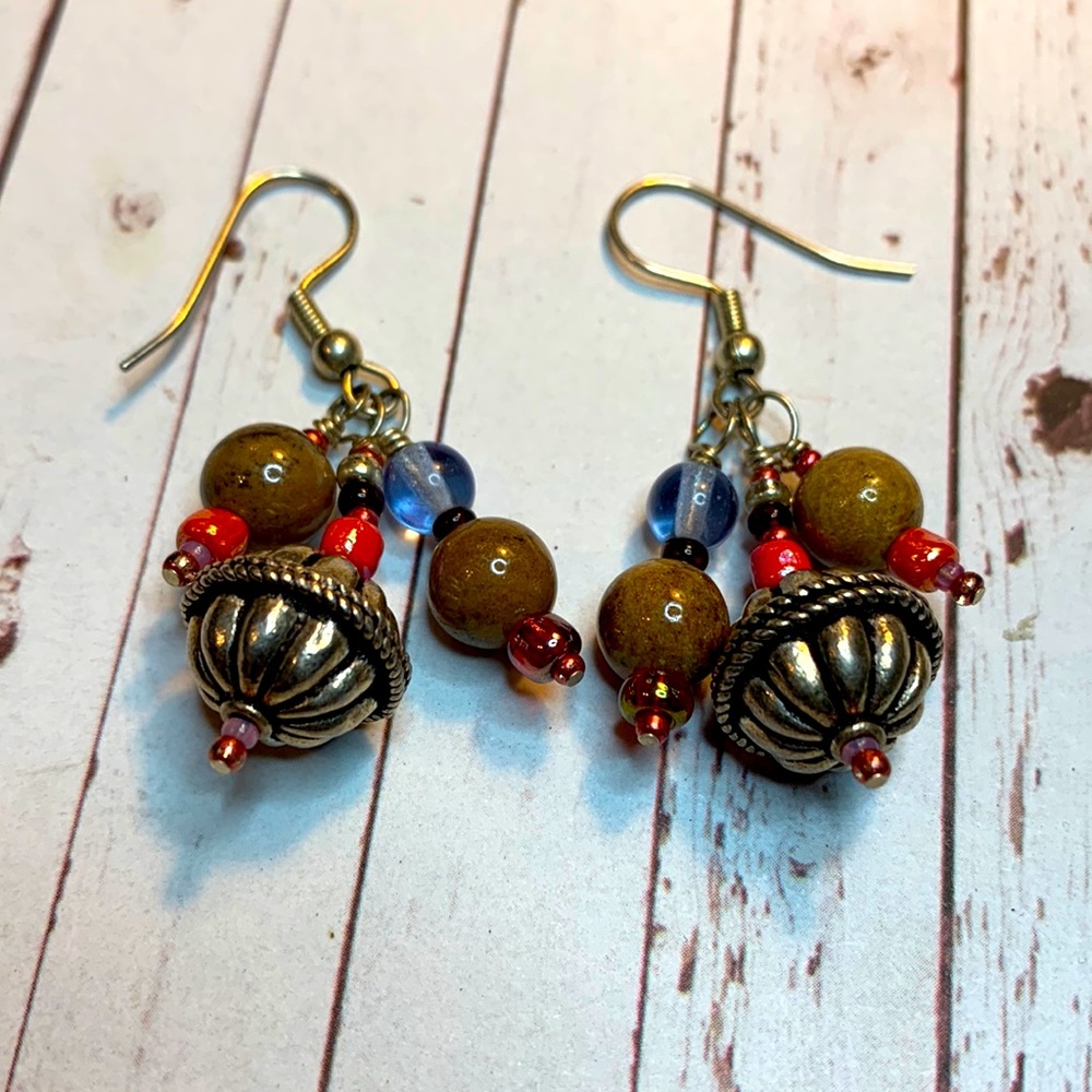 Bohemian pierced earrings with Silverplate French wires by Susan A Ray